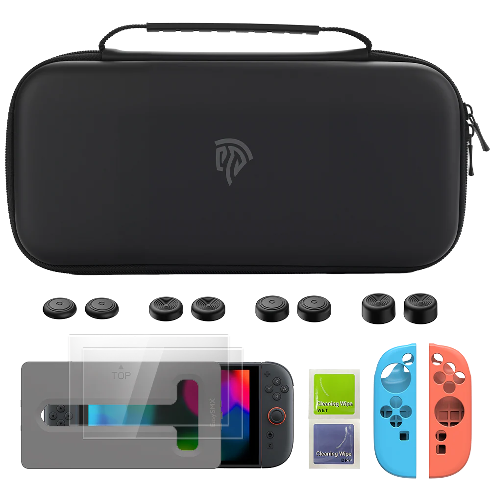 EasySMX® 4-in-1 Bundle: Carrying Bag, Screen Protector, Sticks Caps, Joy-Con Cover for Switch 2