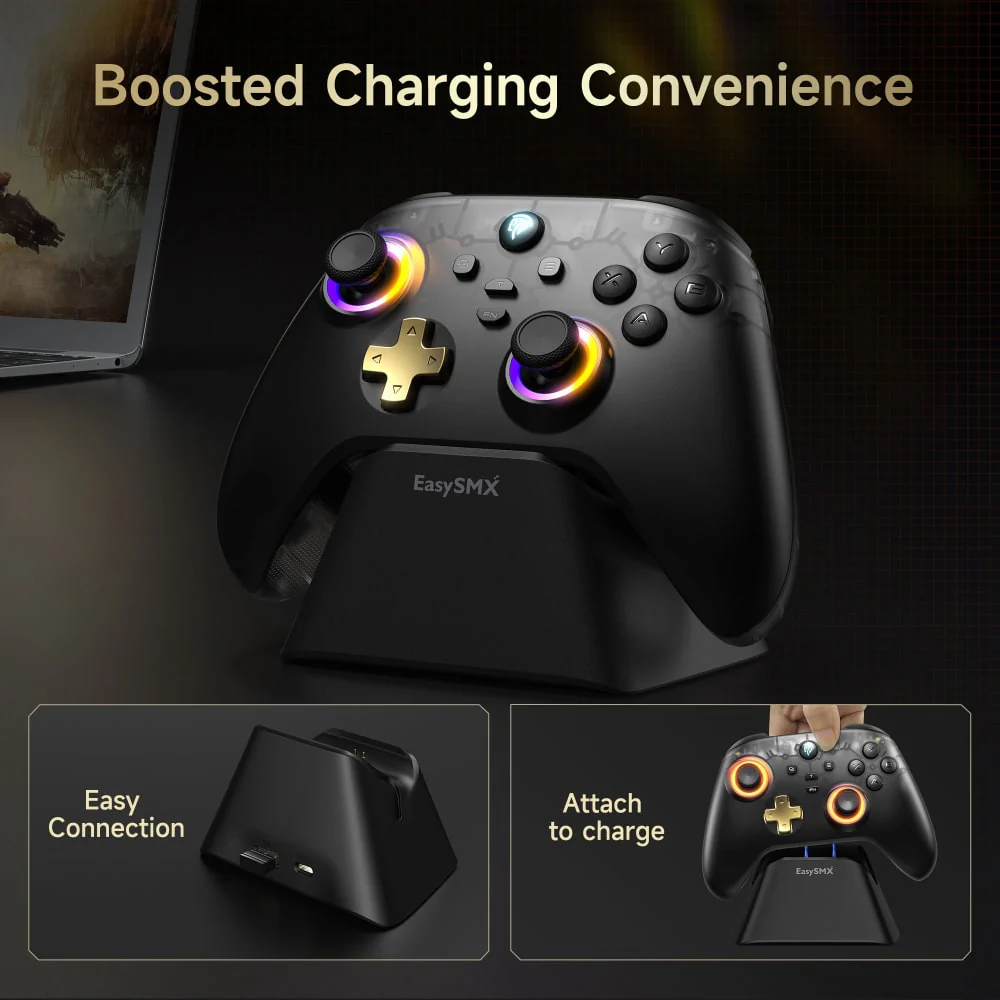 EasySMX® D05 Multiplatform Gaming Controller with Charging Dock, Hall Effect Joysticks and Triggers - Image 2