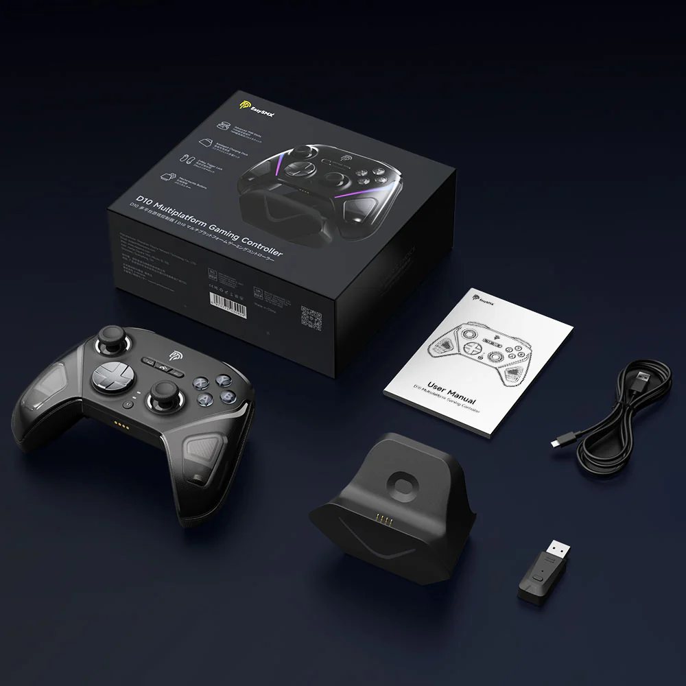 EasySMX® D10 Multiplatform Gaming Controller - Black Version: TMR Sticks, Trigger Lock and Charging Dock - Image 12