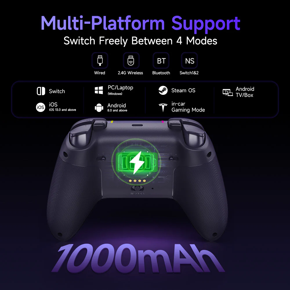 EasySMX® X05Pro Multiplatform Wireless Gaming Controller with Quiet Button - Limited Edition: Aurora Purple - Image 6
